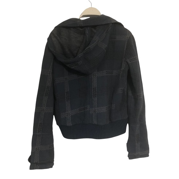 Hurley jacket  navy plaid double button waist ribbed hooded jacket coat - Picture 3 of 13